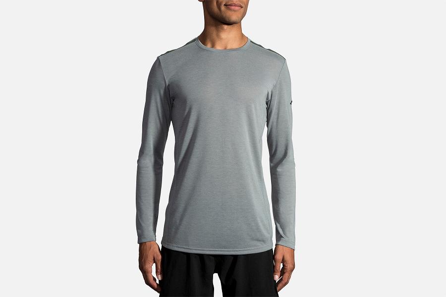 Brooks Distance Men Clothes & Long Sleeve Running Shirt Green EQS574216